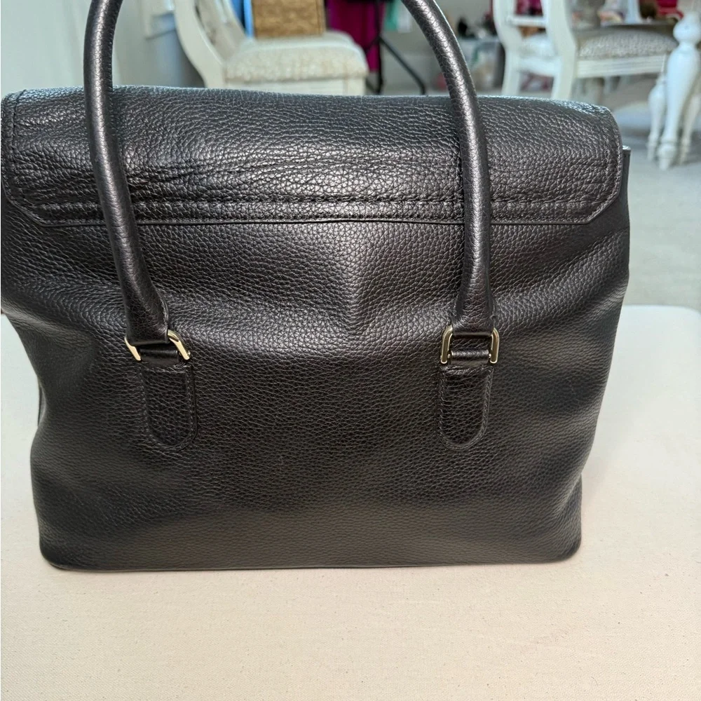 Kate Spade Black Pebbled Leather Satchel Tassel Top Handle Purse